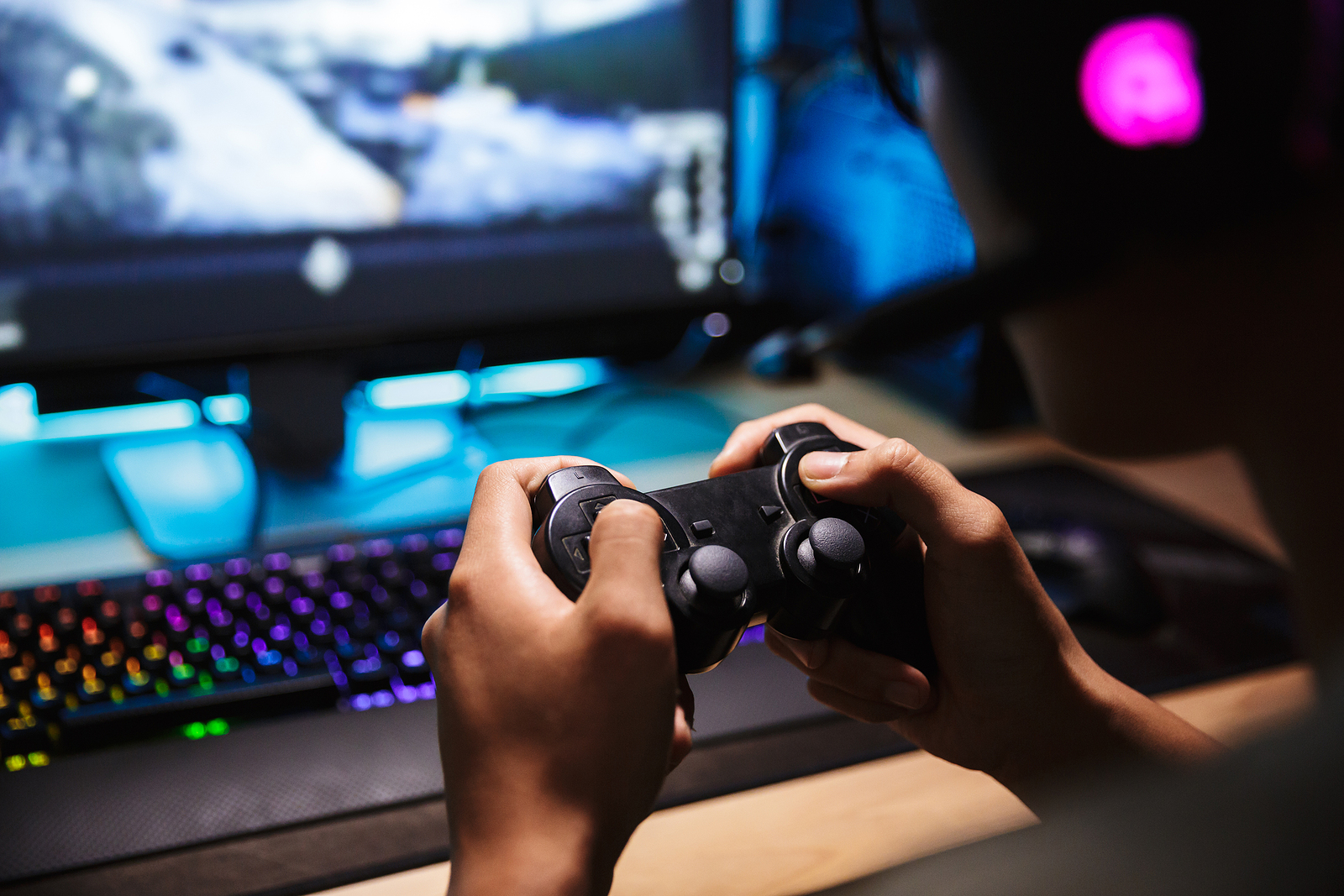 shipping container converion- boy playing video games